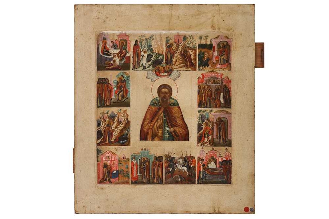 Saint Serbius of Radonezh with Scenes from his Life by Russian School