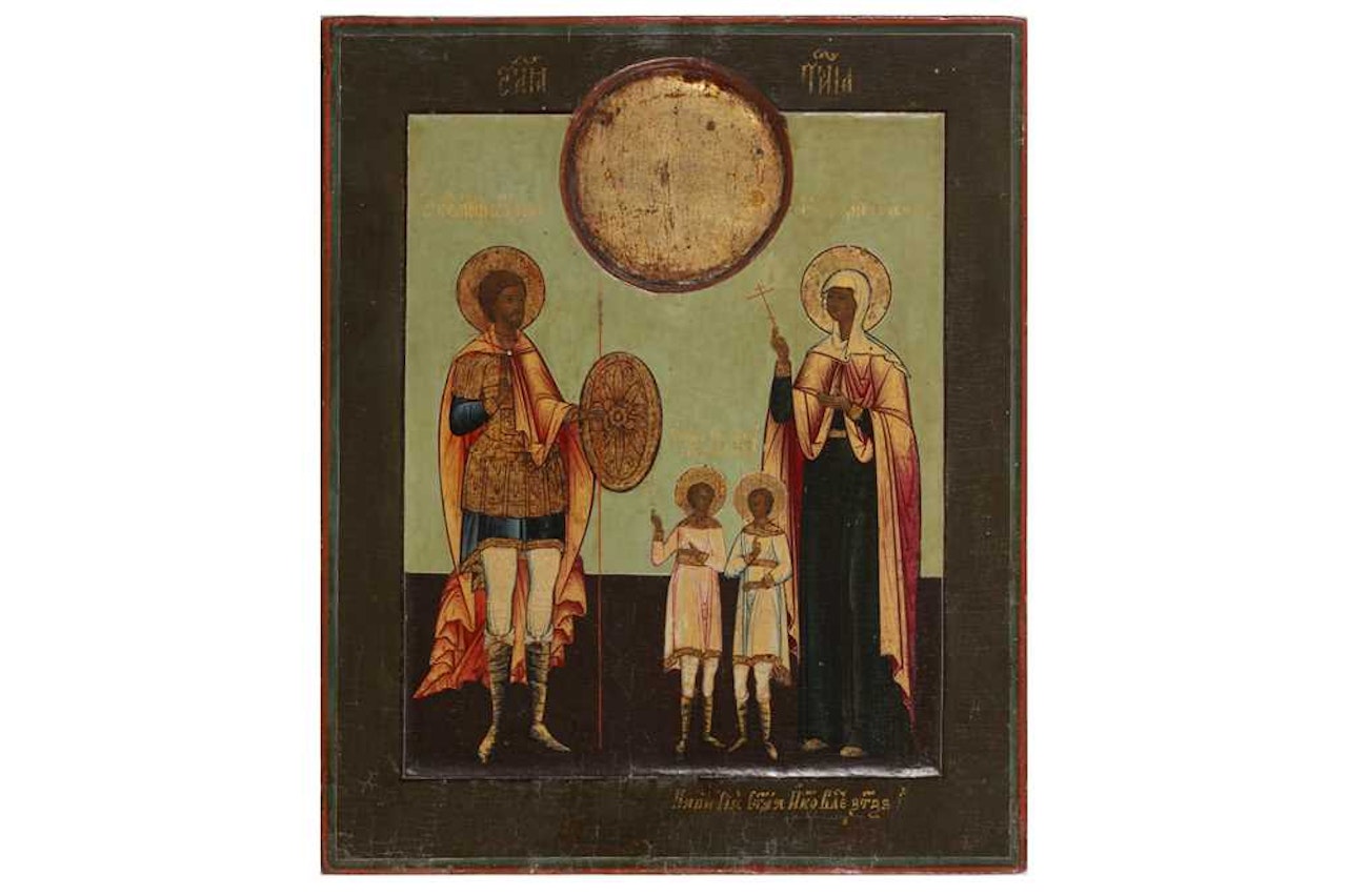 Saint Theodore the Tyro and Saints by Russian School