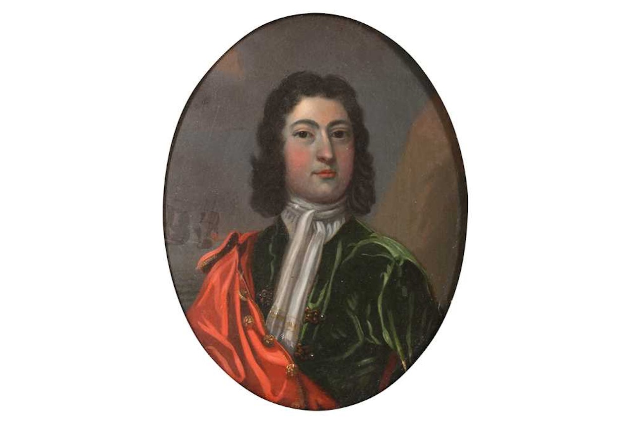 Portrait of a Gentleman with a Naval Background by English School