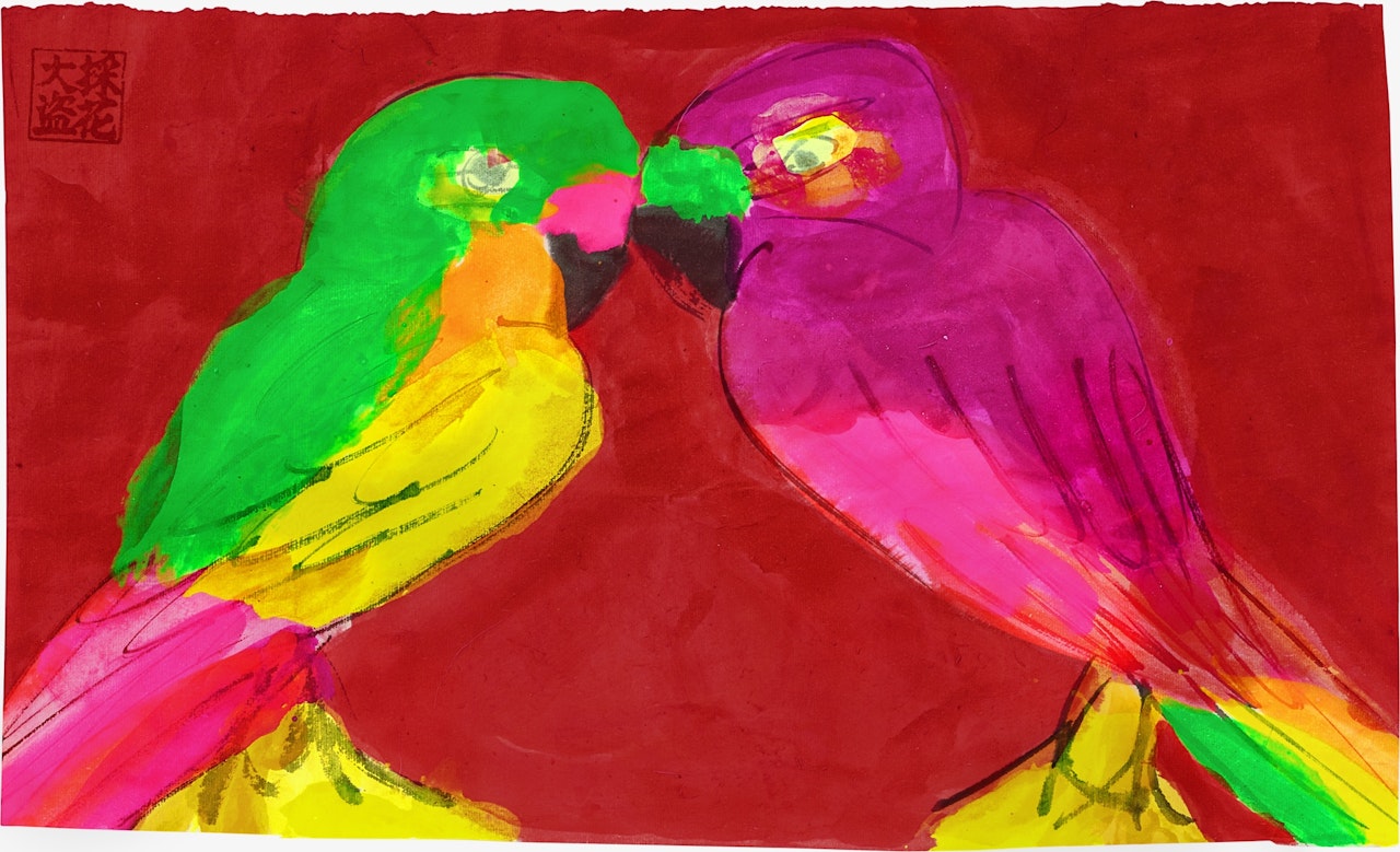 Two parrots by Walasse Ting