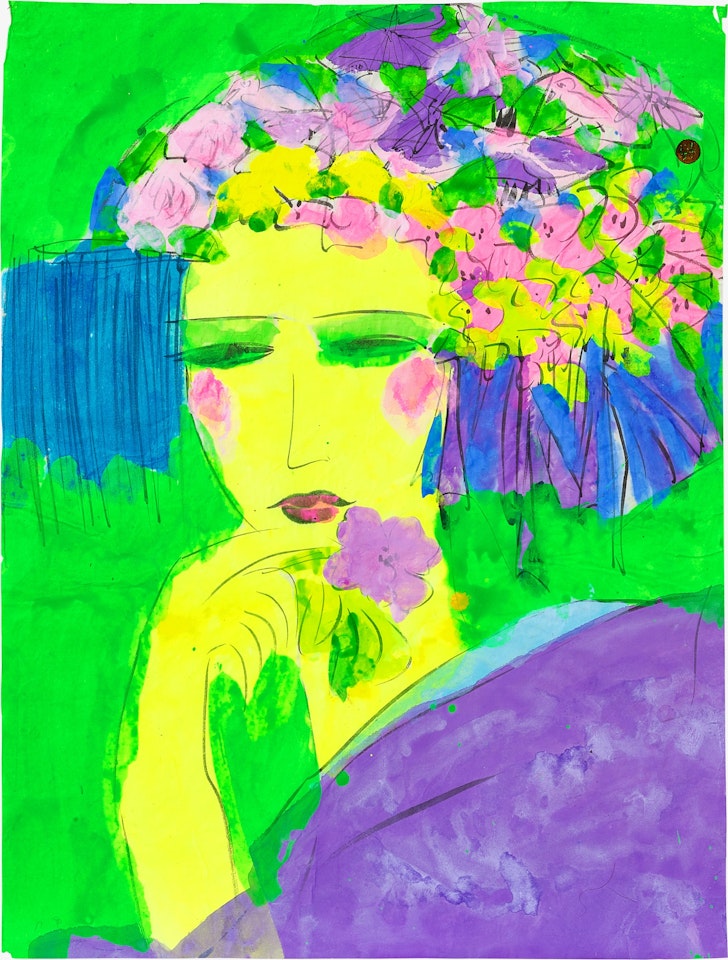 Geisha with flowers by Walasse Ting