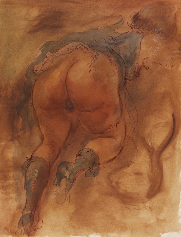 Kneeling Semi Nude by George Grosz