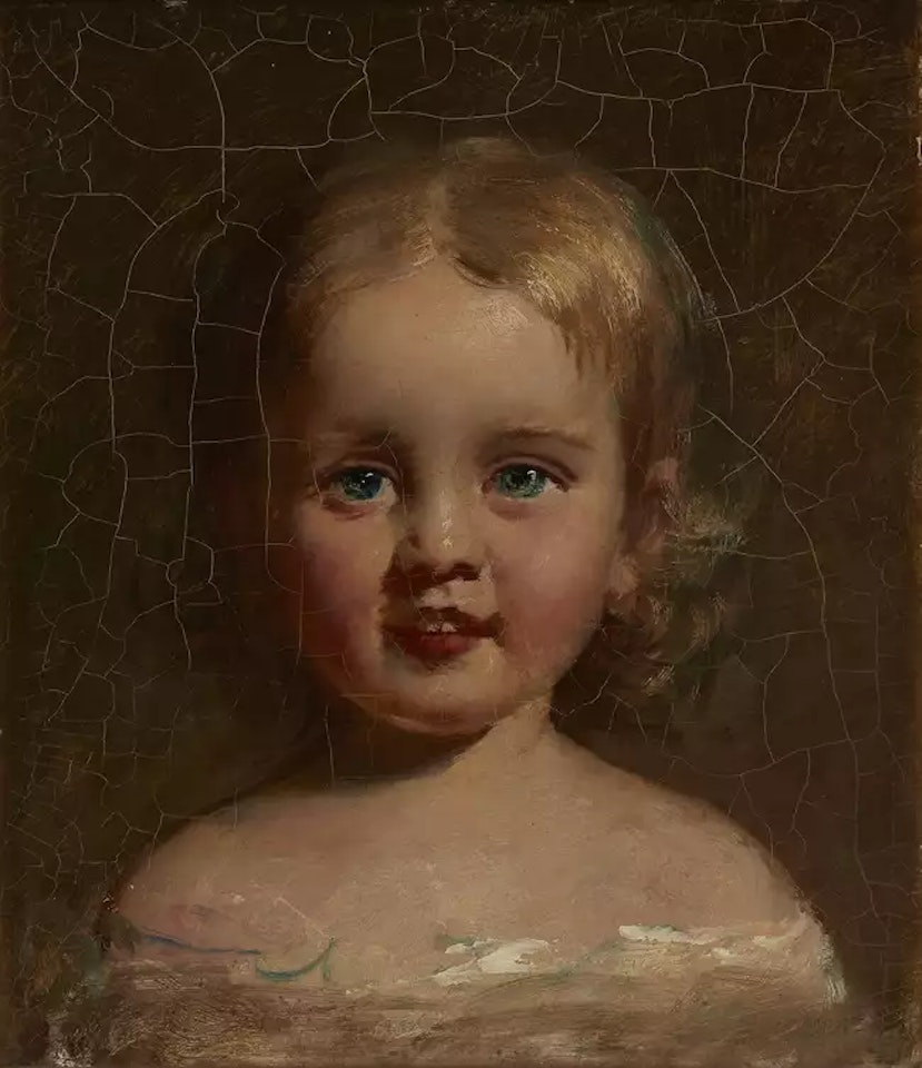 Portrait of a young girl, bust length, with blonde hair by James Jebusa Shannon