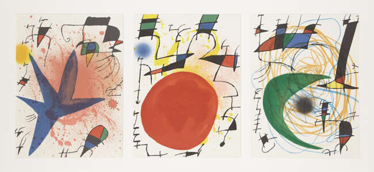 The Green moon, Le Soleil Rouge (The Red Sun); The Blue Star by Joan Miró