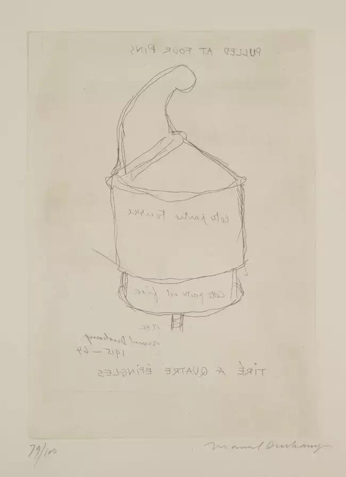 Pulled at Four Pins by Marcel Duchamp