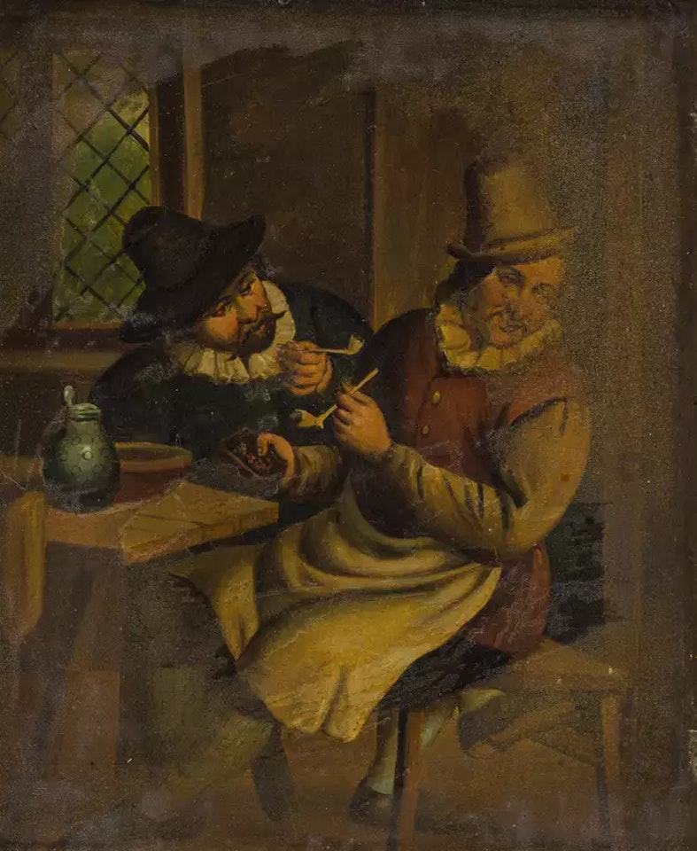 Two men smoking pipes in a tavern by Adriaen van Ostade