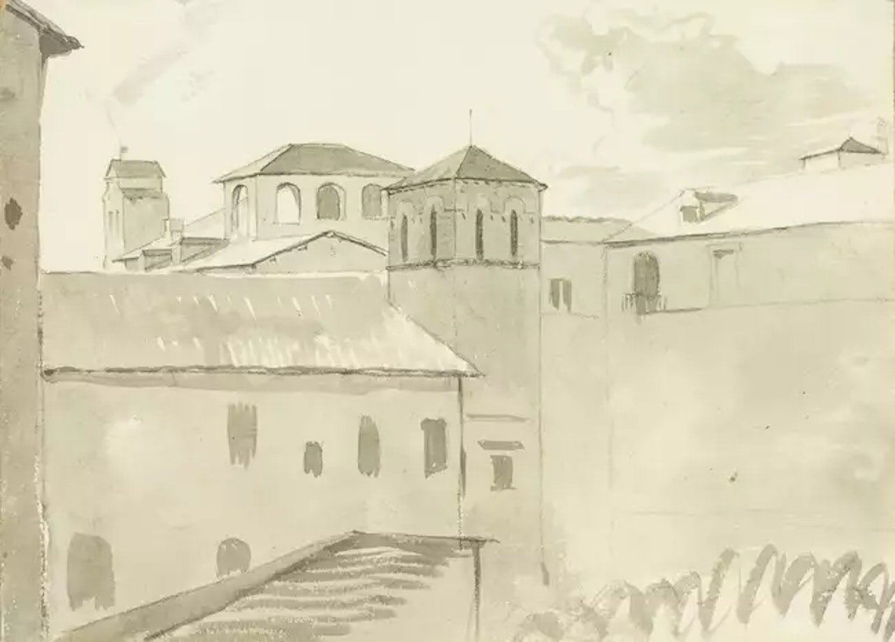 View of the roofs of an Italian town by Simon Denis