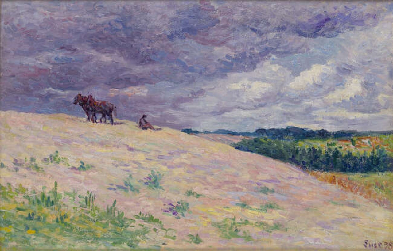 Le repos du labour, Méréville by Maximilien Luce