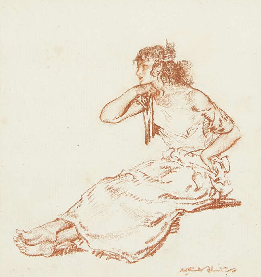 Seated draped female figure by William Russell Flint
