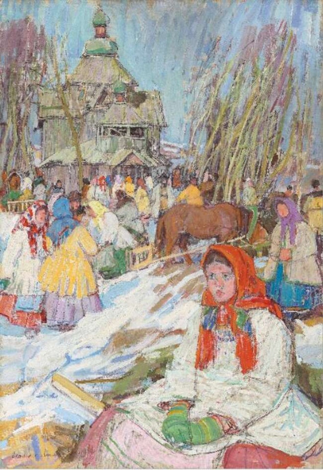 Village church in early spring by Leon Gaspard