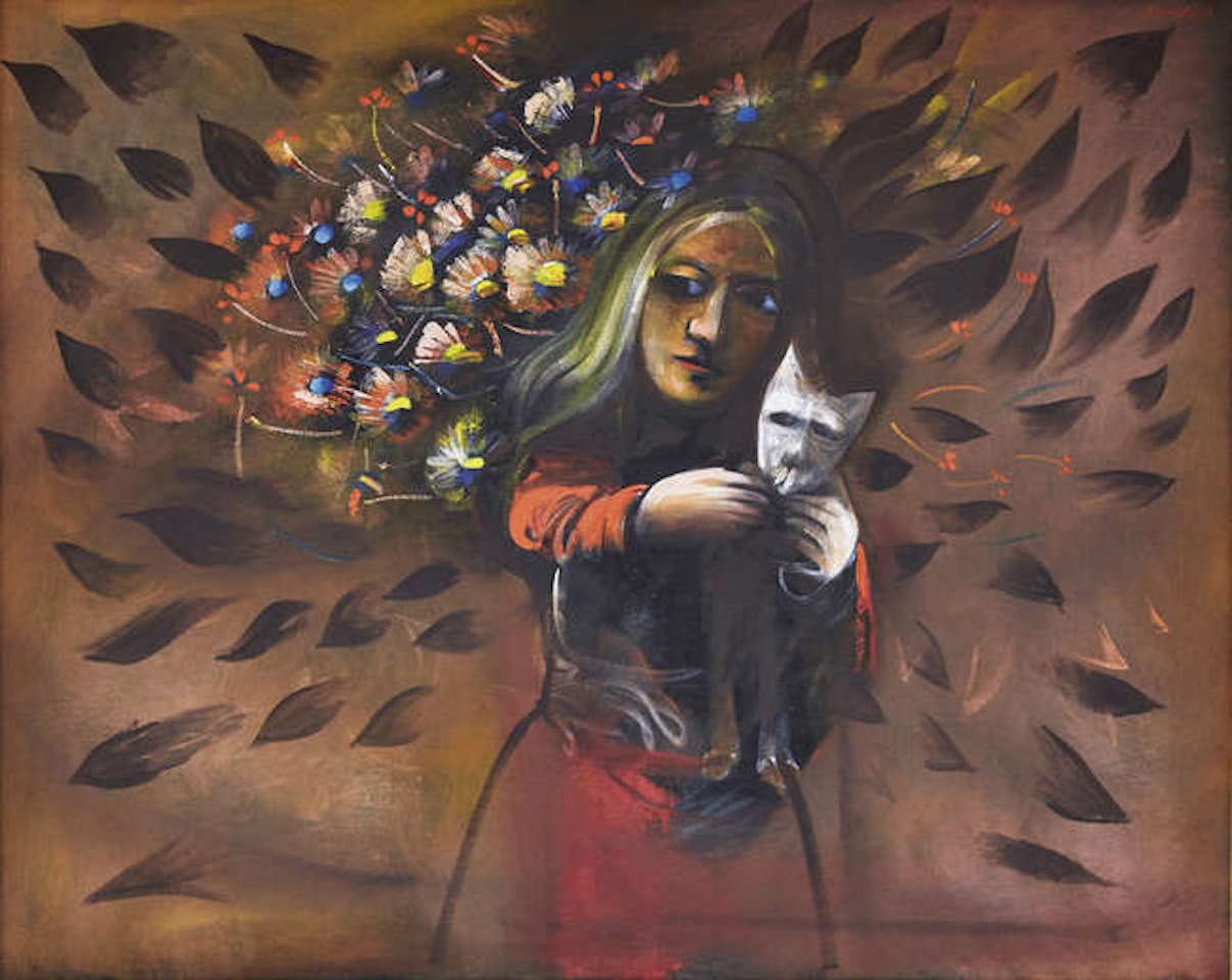 Young Girl and Old Cat by Charles Blackman