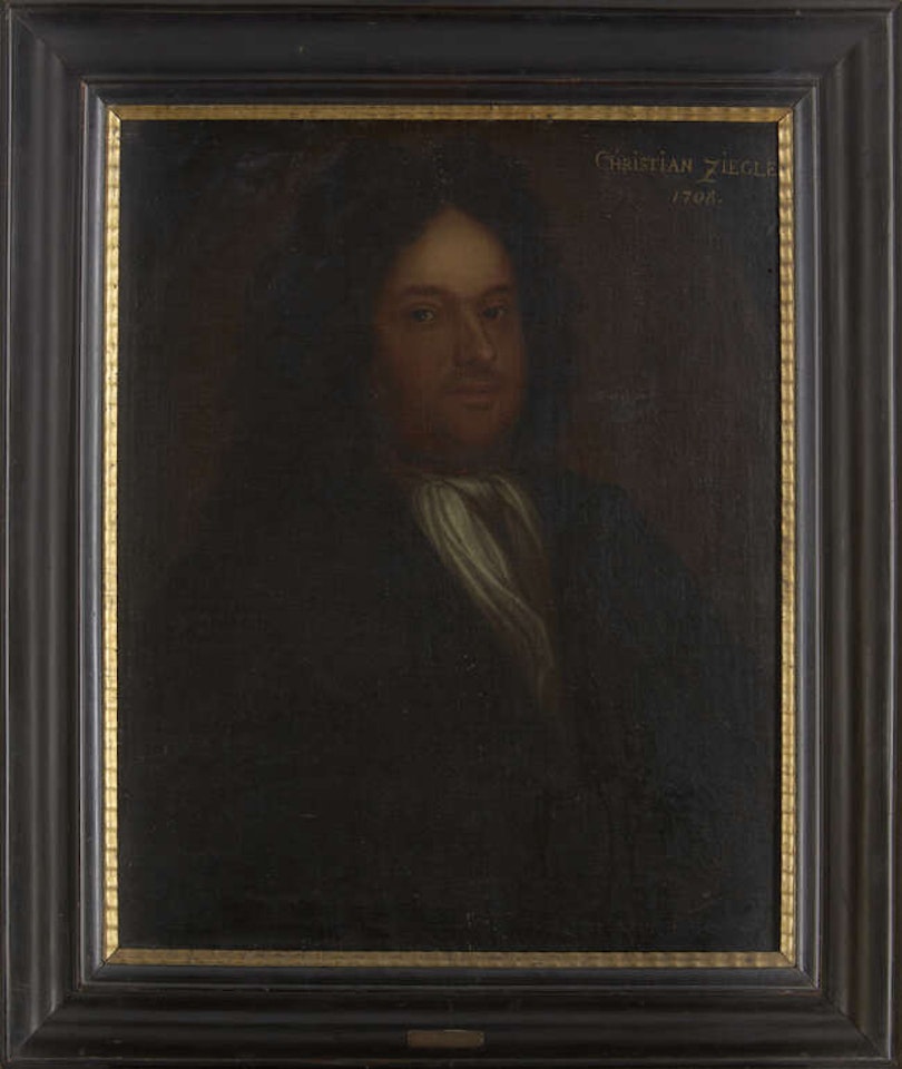 Portrait of Christian Ziegler , half-length turned to the right in a black coat by Dutch School