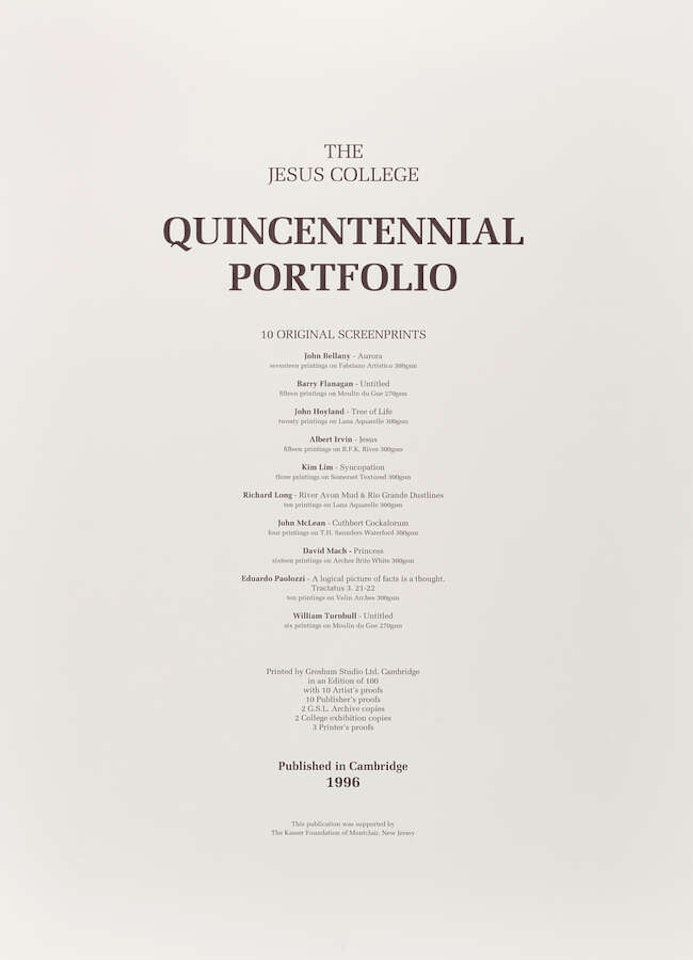 The Jesus College Quincentennial Portfolio by Various Artists