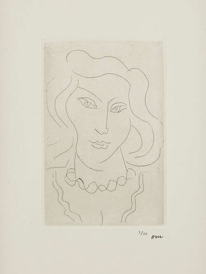 Tete de jeune femme au collier en torsade (Face of a Young Woman with a Twisted Necklace) [Duthuit 307] by Henri Matisse