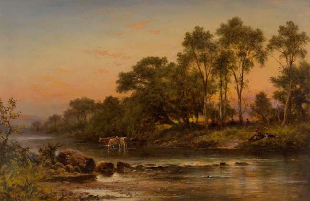 The river at Dolgelly, Wales by Benjamin Williams Leader