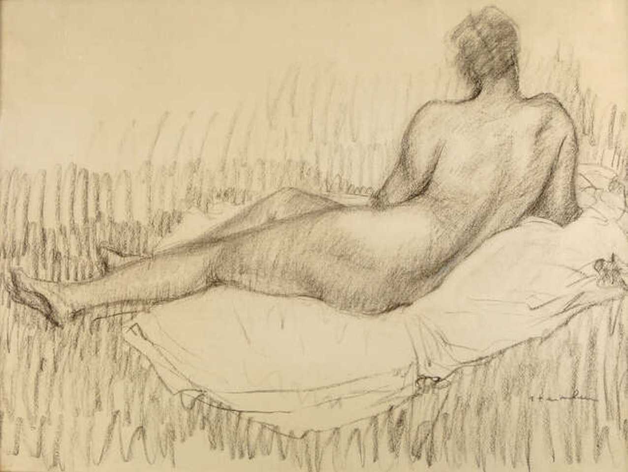 Nu de dos allongé, (Nude with elongated back) by Théophile Alexandre Steinlen