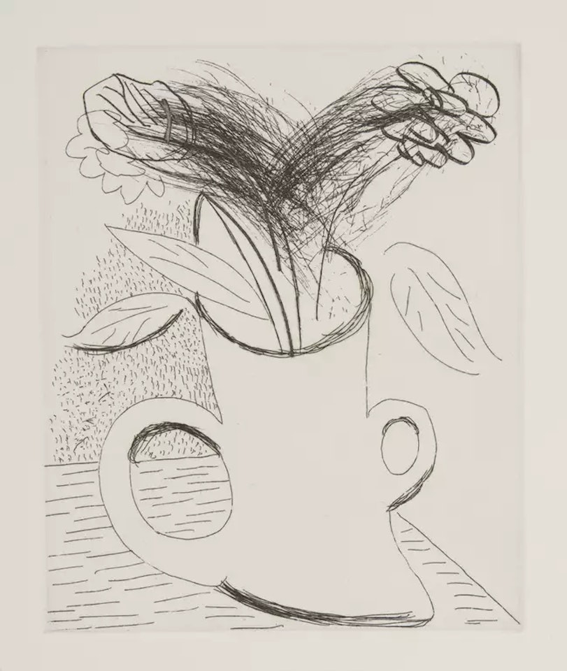 Untitled (Flowers in double-handled vase) by David Hockney