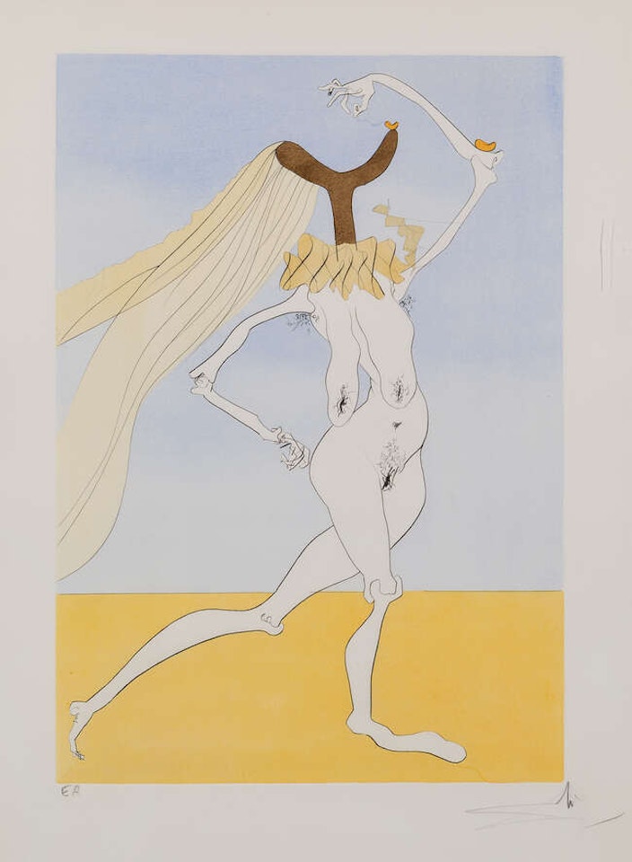 Nu aux violettes (Nude with veils) [Michler & Löpsinger 768] by Salvador Dali