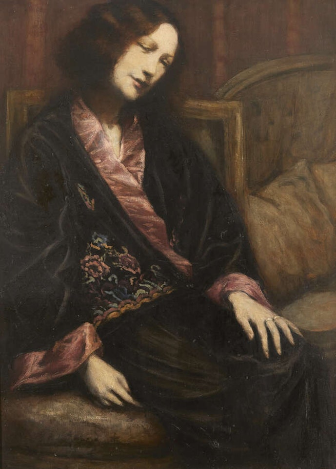 Woman sitting with head tilted by Emile Bernard