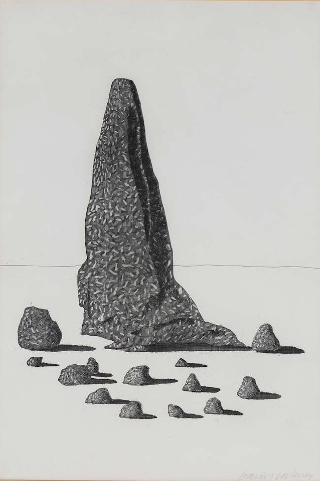 The Sexton Disguised as a Ghost Stood Still as Stone [Tokyo 87] by David Hockney