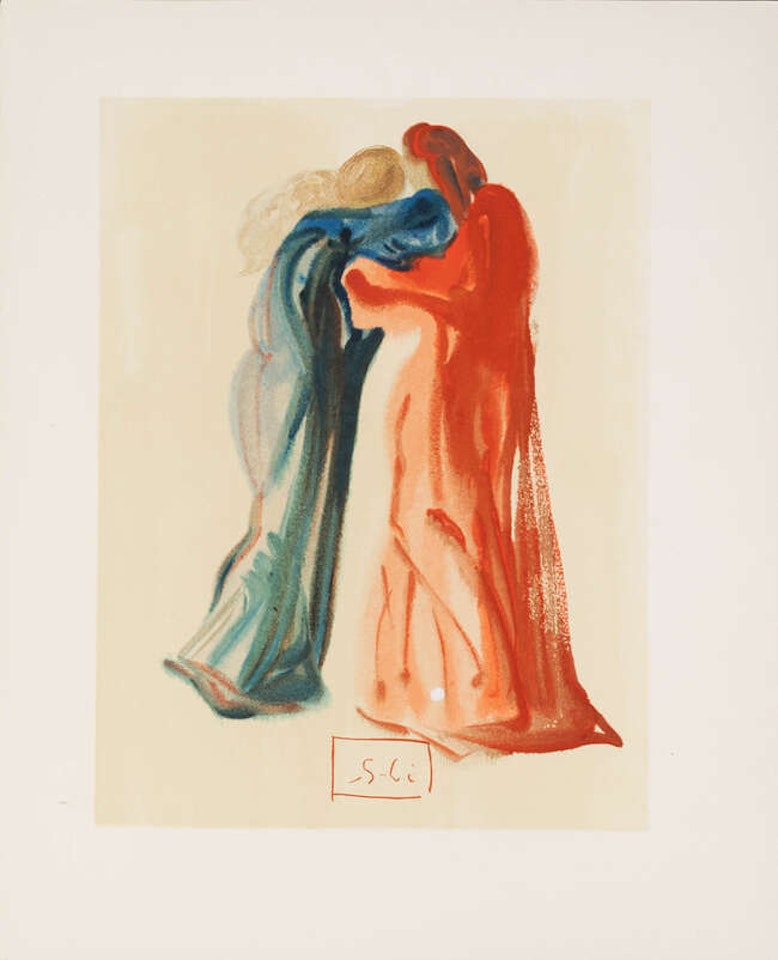 Meeting of Dante and Beatrice (Purgatory Canto 29) [Field pp. 197] by Salvador Dali