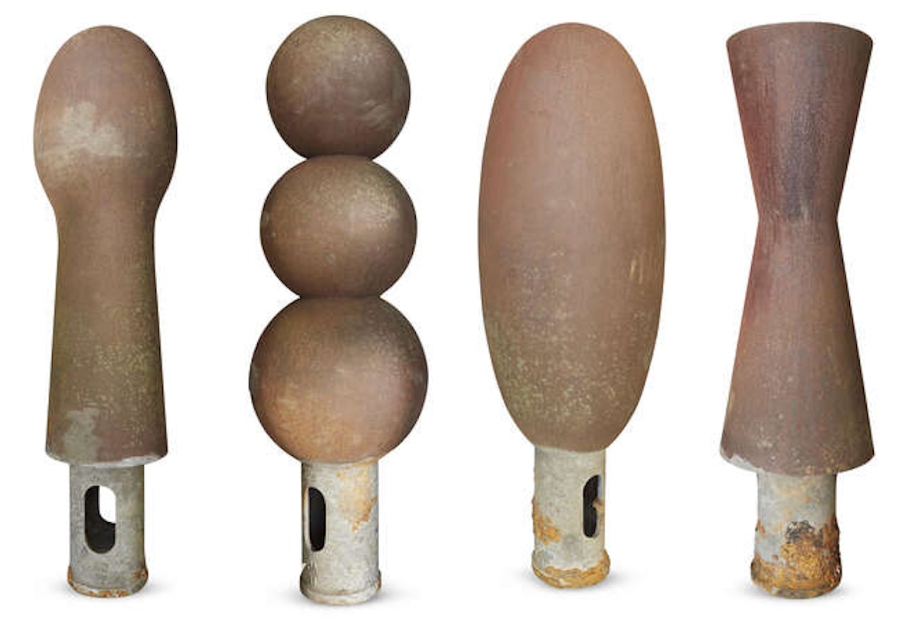Set of four Peckham bollards (Penis, Snowman, Oval, Peg) by Antony Gormley