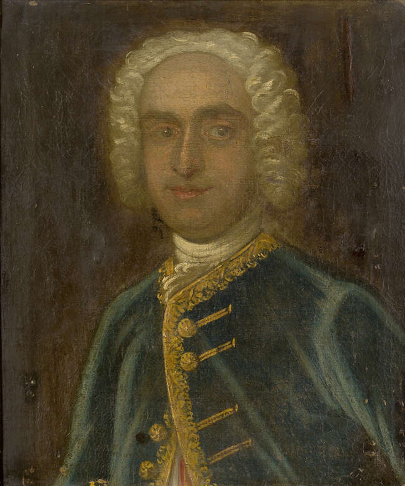Portrait of a gentleman quarter-length turned to the left in a blue coat by French School