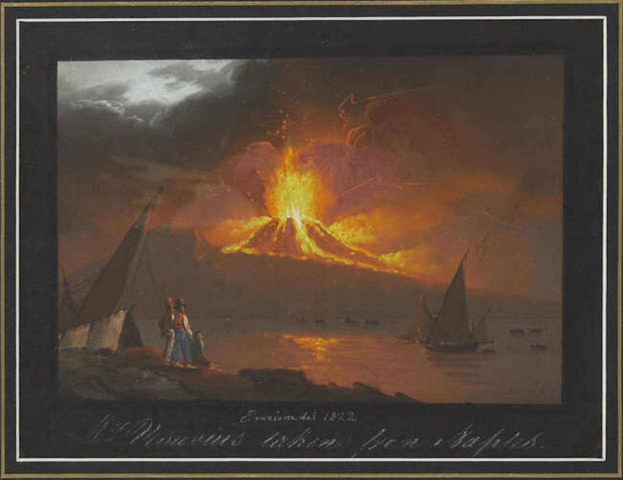 Views of the Bay of Naples at night by Neapolitan School