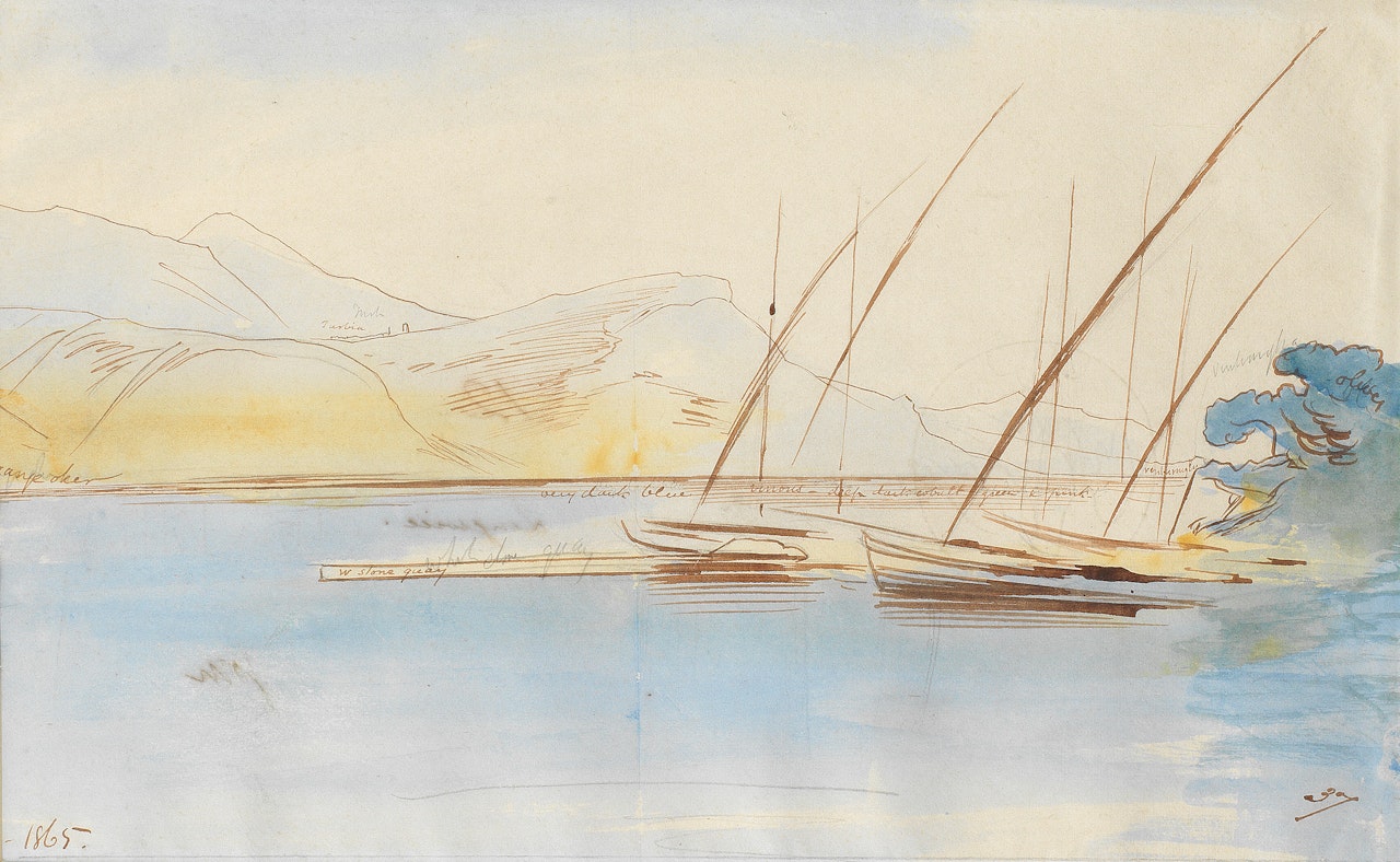 View from St. Jean towards Villefranche by Edward Lear