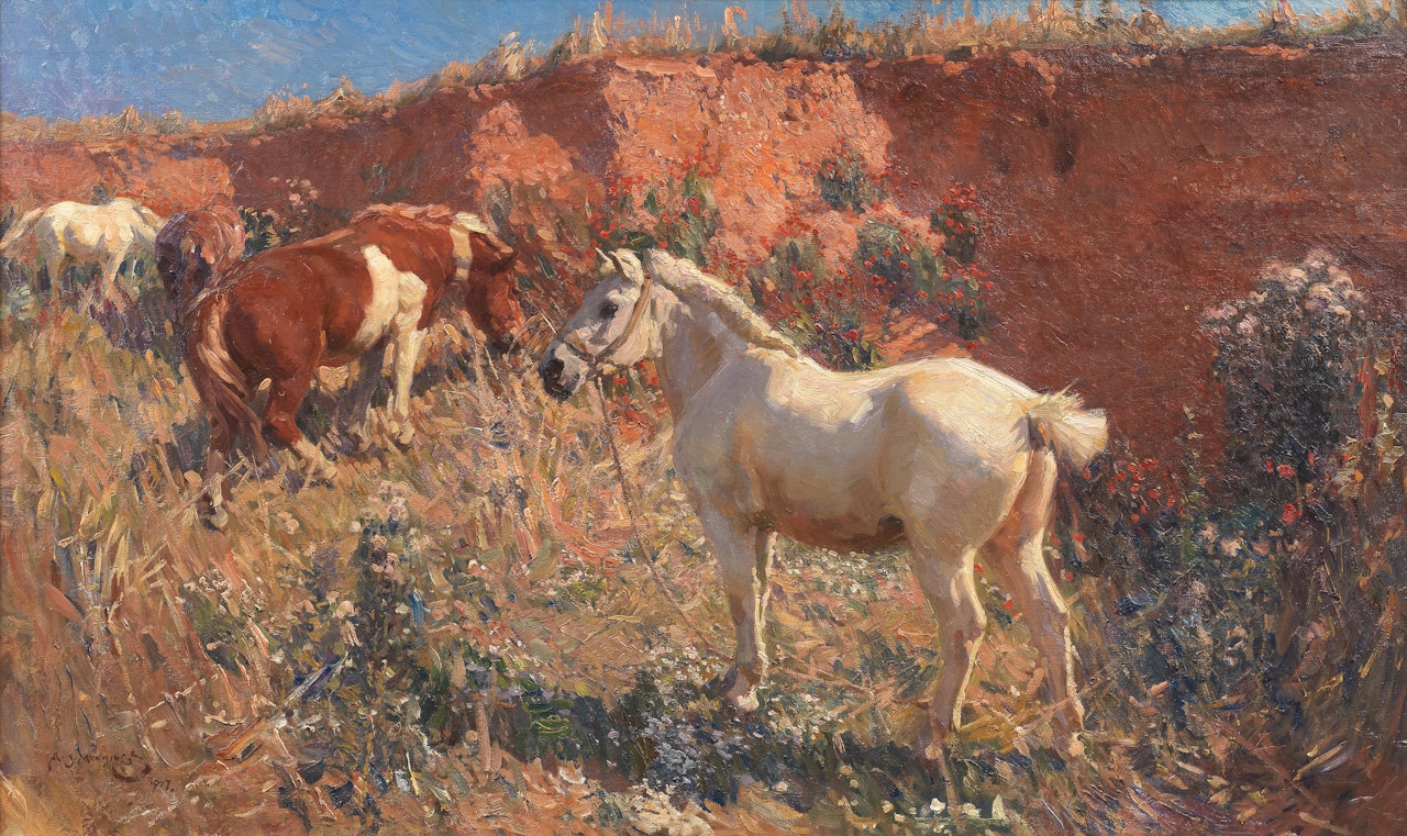 The old gravel pit, Swainsthorpe by Alfred James Munnings