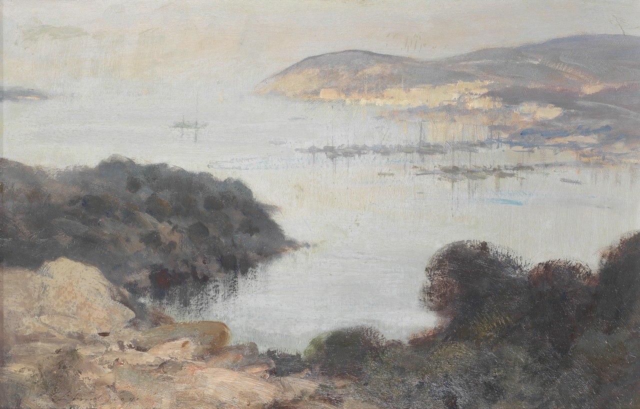 Evening haze bay of Porto Cervo, Sardinia by Edward Seago