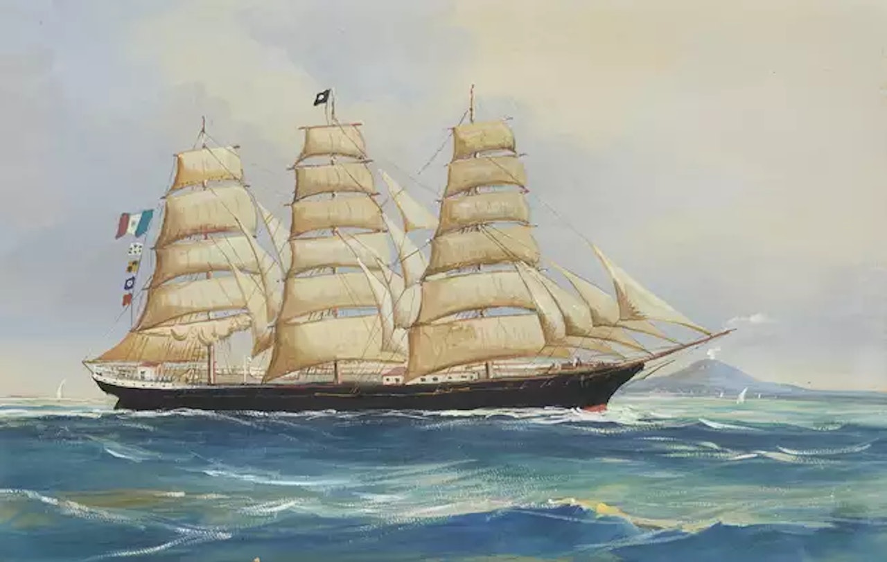 Clipper off Vesuvius by Neapolitan School