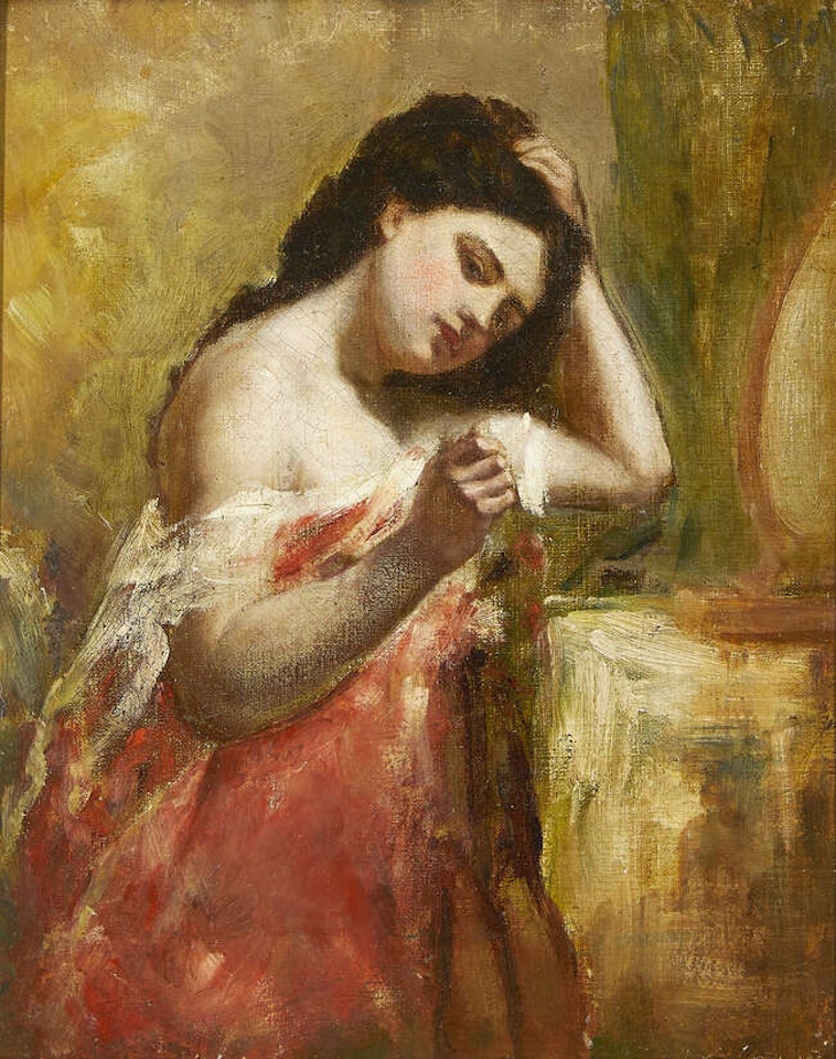 Beauty at the dressing table by James Jebusa Shannon