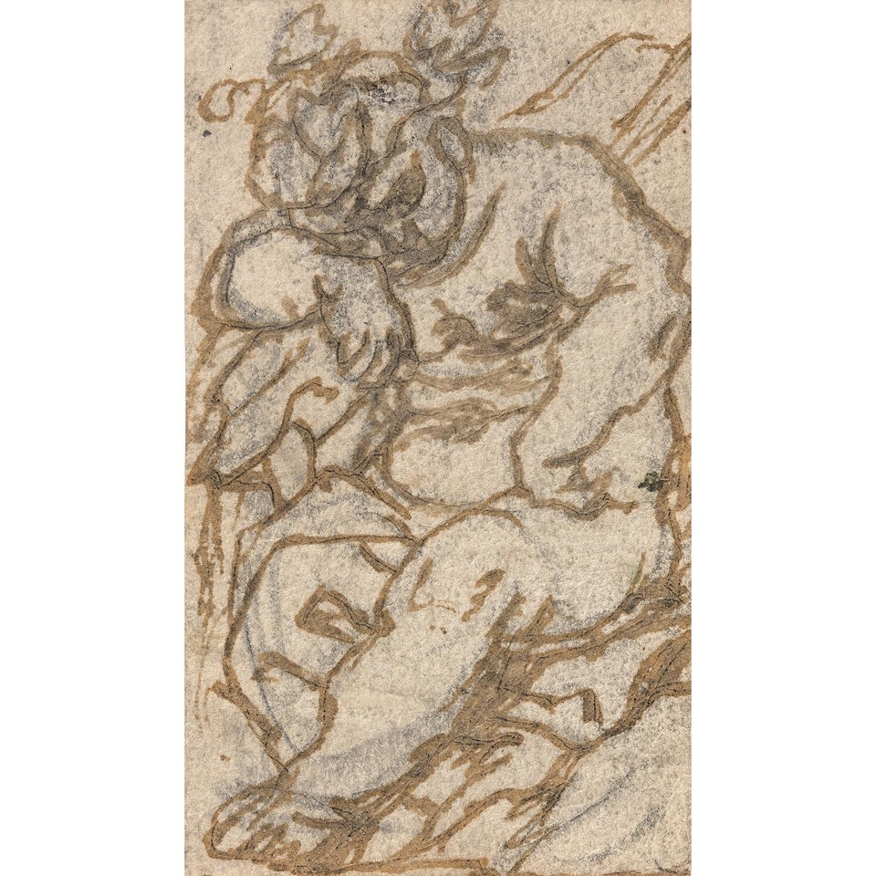 PETIT BACCHUS IVRE; Young drunken Bacchus by Italian School