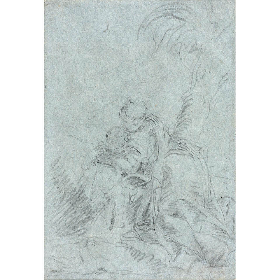 FEMME ET SON ENFANT; Woman and her child by Giovanni Domenico Tiepolo