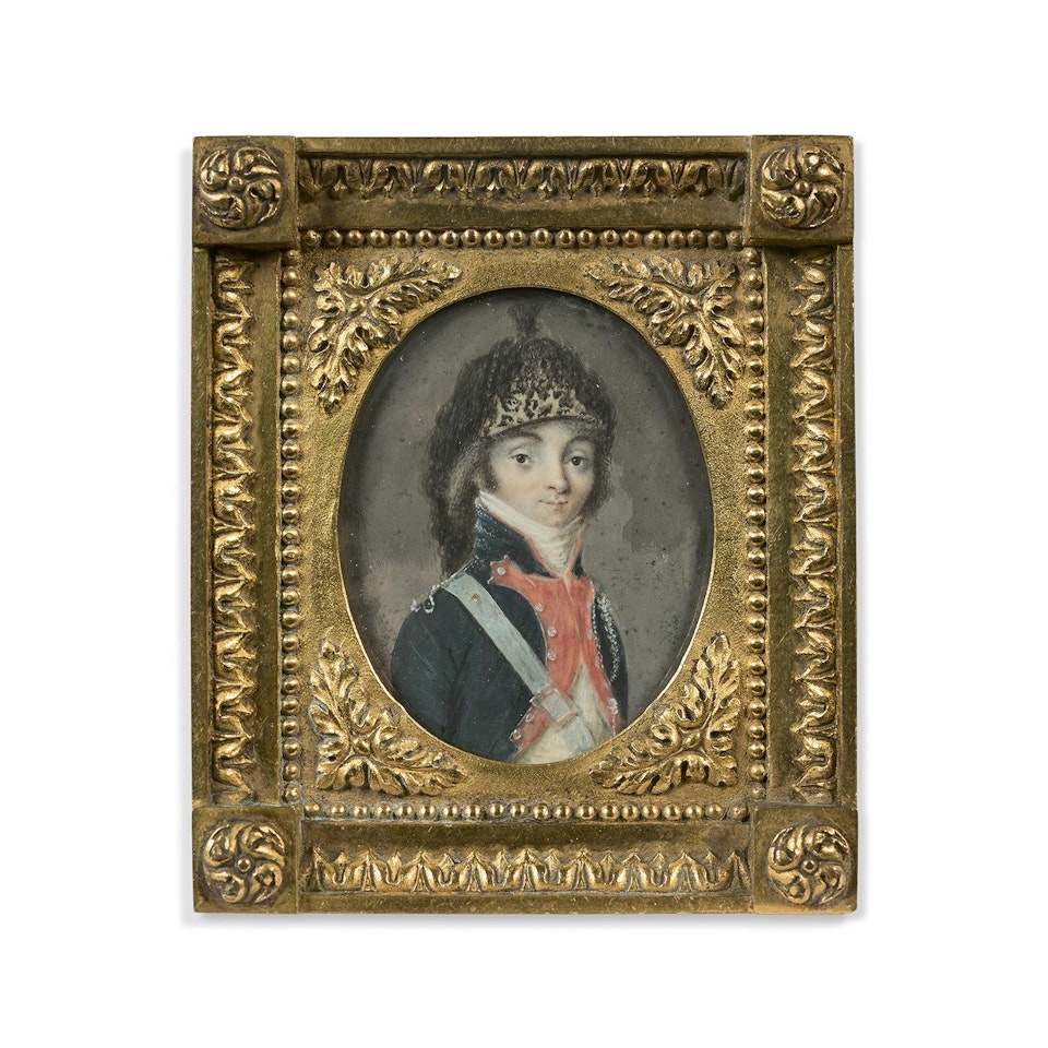 SOUS-OFFICIER DE CHEVAUX-LÉGERS, VRAISEMBLABLEMENT DU 1ER RÉGIMENT, coiffé de son casque by French School