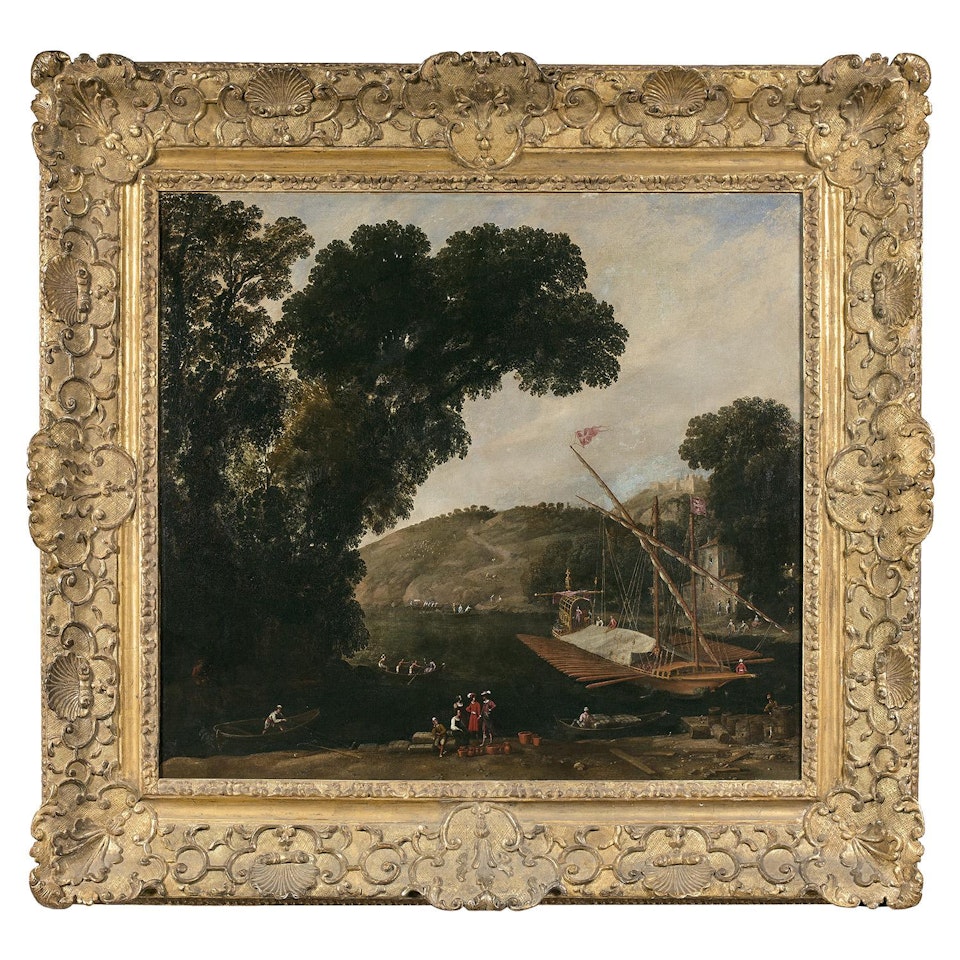 PAYSAGE AVEC UNE GALERE AU DRAPEAU DE MALTE; Landscape with a flag of the Order of Malta galley by Claude Lorrain