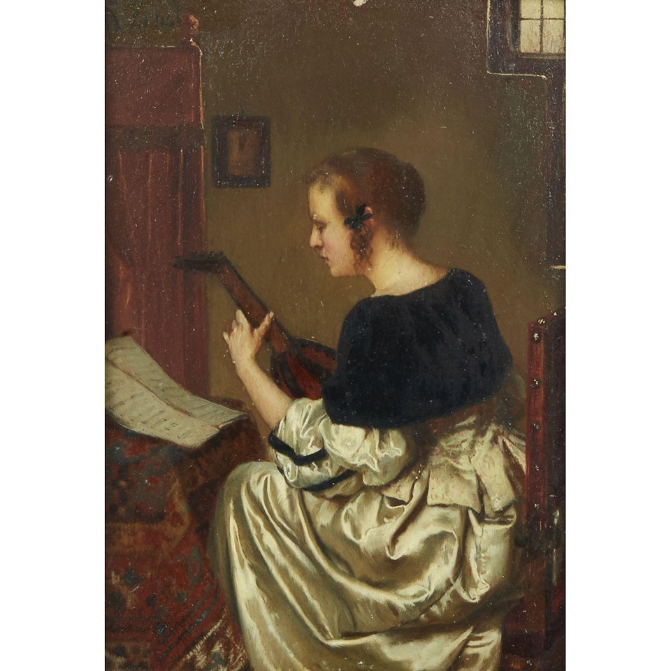 LA JOUEUSE DE MANDOLINE; THE MANDOLIN PLAYER by Rudolf Ernst