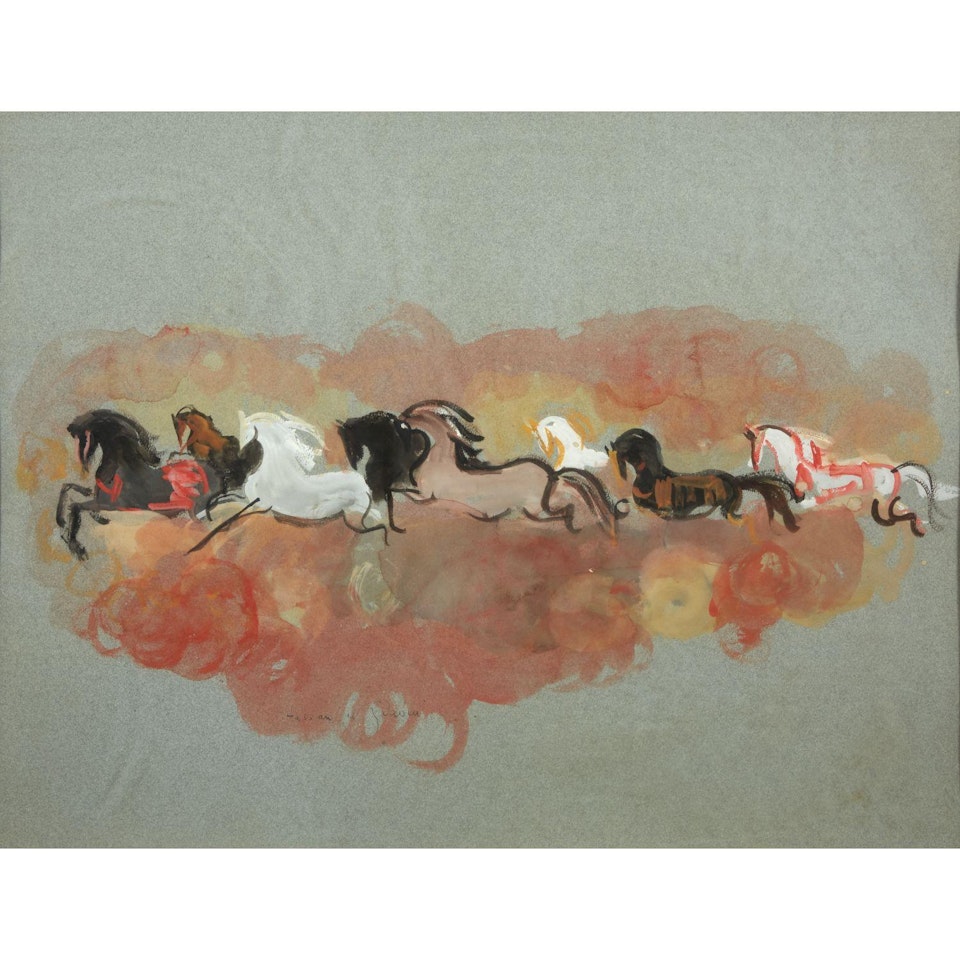 CHEVAUX AU GALOP; HORSES AT FULL GALLOP by Hassan El Glaoui