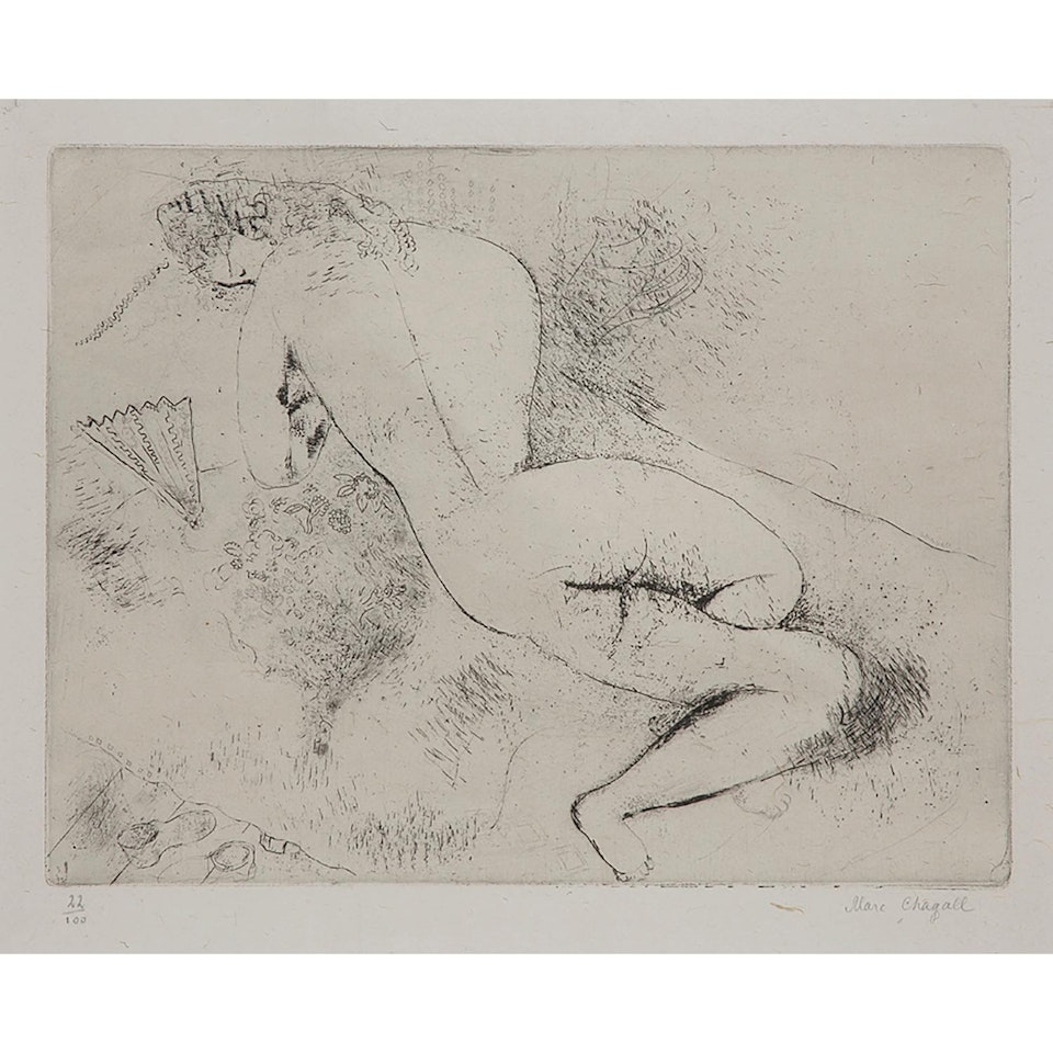 NUDE WITH A FAN by Marc Chagall