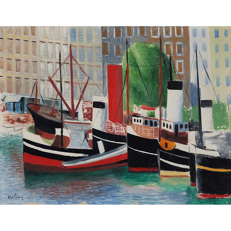 BATEAUX DANS LE PORT DE MARSEILLE by Moïse Kisling