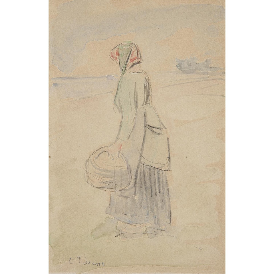 Woman with basket by Camille Pissarro