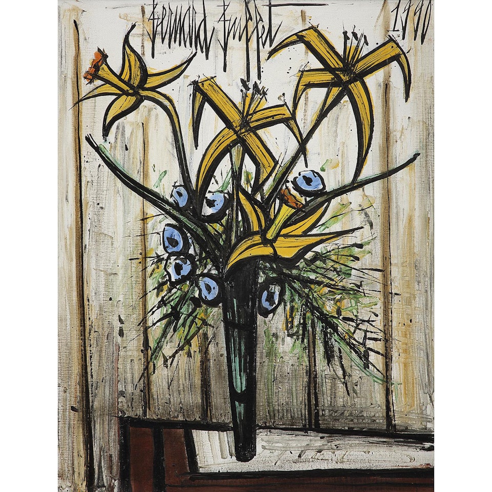 Fleurs jaunes dans un verre by Bernard Buffet