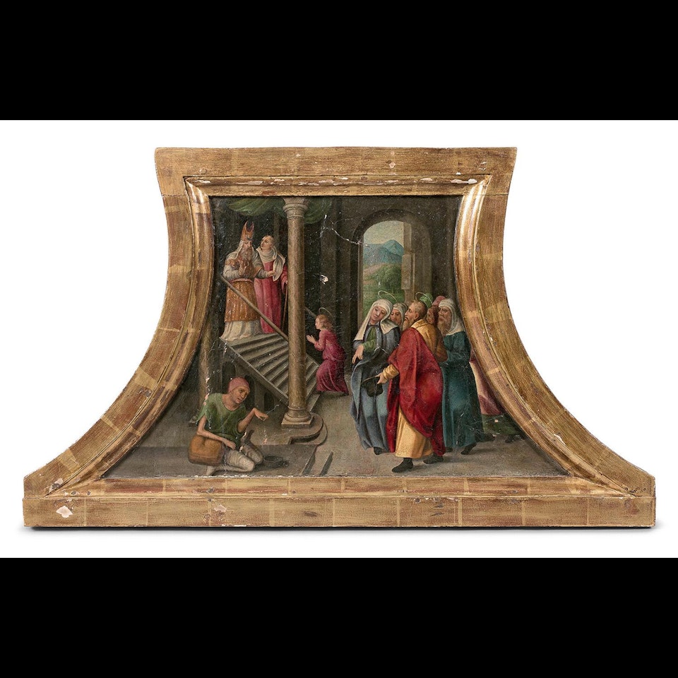 LA PRESENTATION DE LA VIERGE AU TEMPLE; Presentation of the Virgin in the Temple by Spanish School