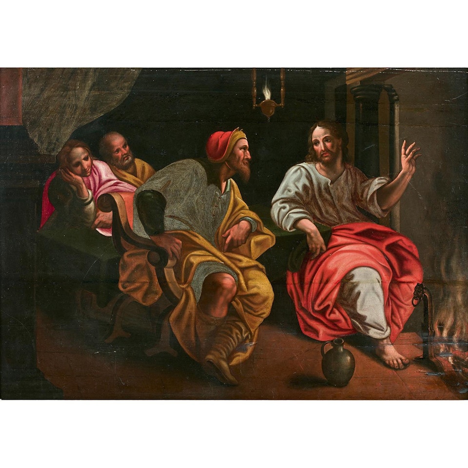 LE CHRIST INSTRUISANT NICODÈME; Jesus teaches Nicodemus by Dutch School