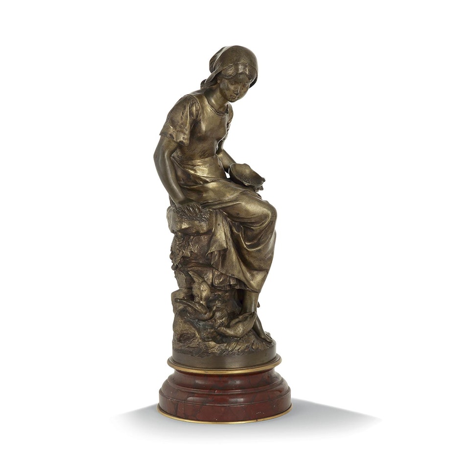 JEUNE PAYSANNE NOURRISSANT DES OISEAUX by Mathurin Moreau