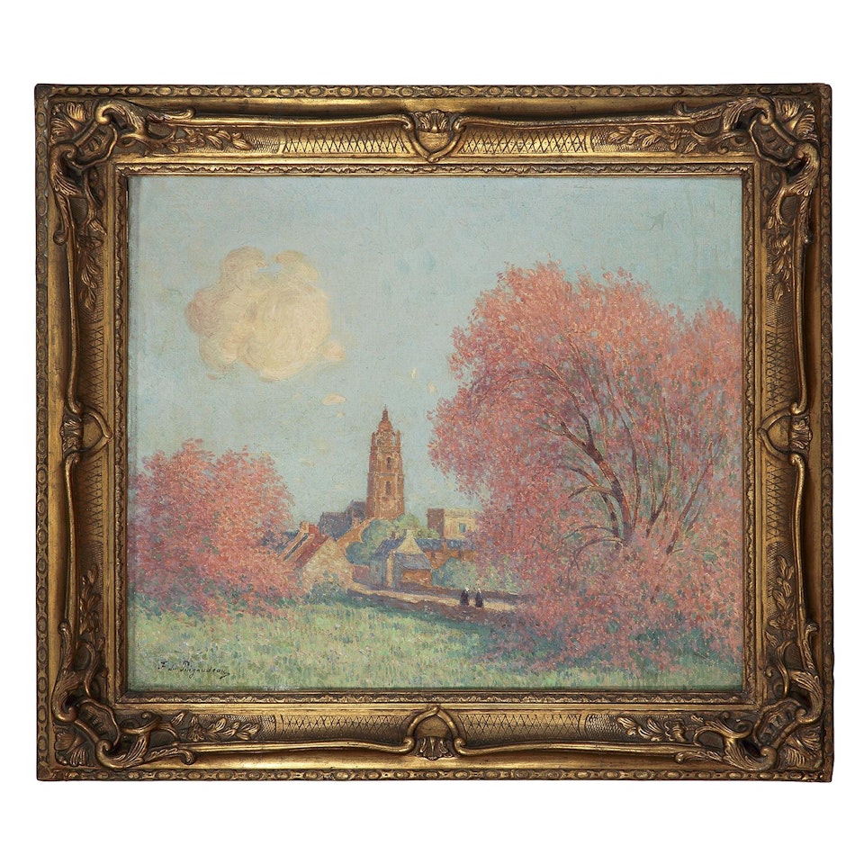 TAMARIS ROSES ET CLOCHER DE BATZ-SUR-MER by Ferdinand du Puigaudeau