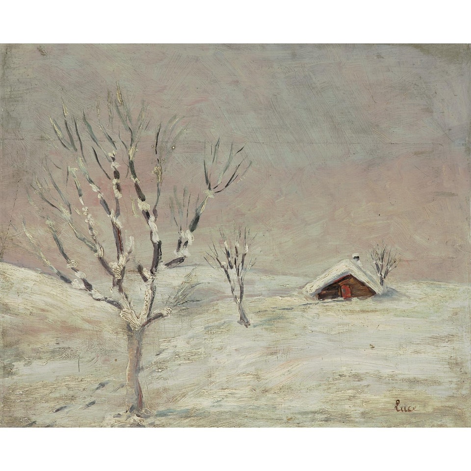 FERME SOUS LA NEIGE by Maximilien Luce