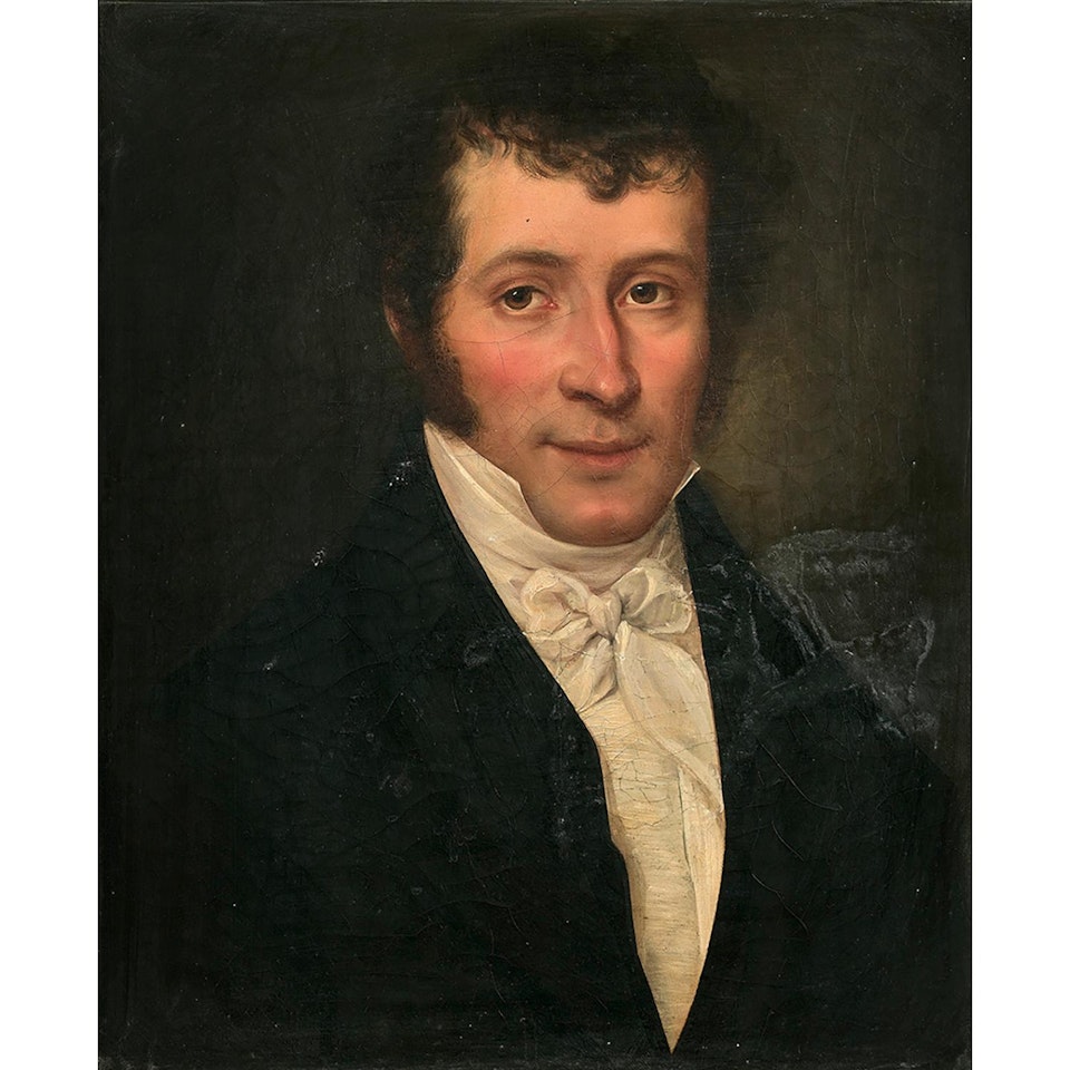 PORTRAIT D"HOMME EN CHEMISE BLANCHE; Portrait of a man in a white shirt by French School
