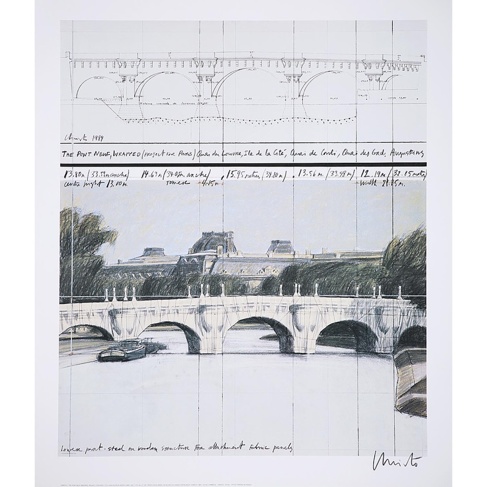 WITH FABRIC APPLICATION, PONT NEUF WRAPPED (PROJECT FOR PARIS) by Christo